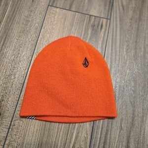 Volcom‎ Orange Beanie Hat True To This Logo